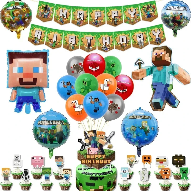 Minecraft Balloons Birthday Party Decoration