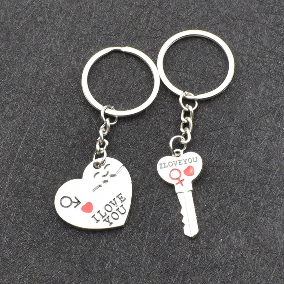 Silver Plated Lovers Heart Keychain