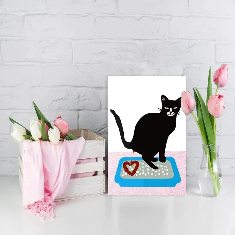 1pc Fun and Creative Valentine's Card With Black Cartoon Cat