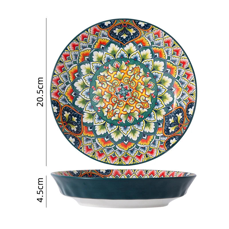 1PCS Bohemian Ceramic Dinner Plates