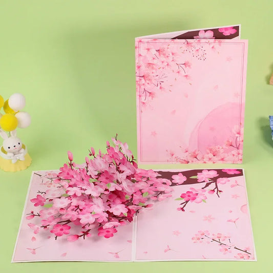 Handmade 3D Pop up Style Card With Peach Blossoms