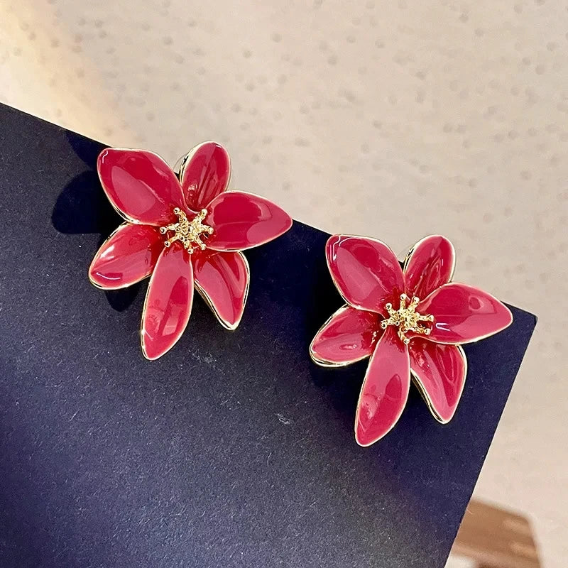 Red & Gold Flower Earrings