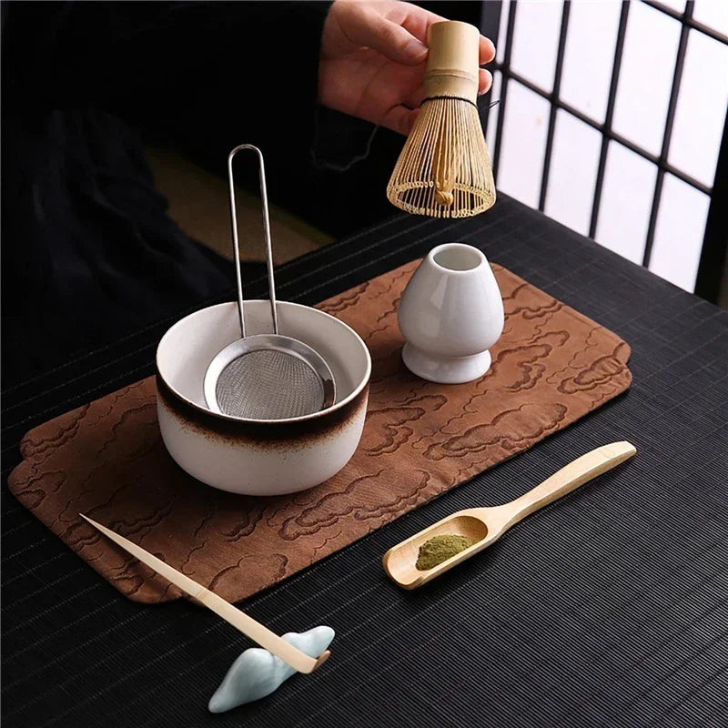 4/7PCS Japanese Matcha Blender Set with Bamboo Whisk Matcha Brush Teaspoon Kiln