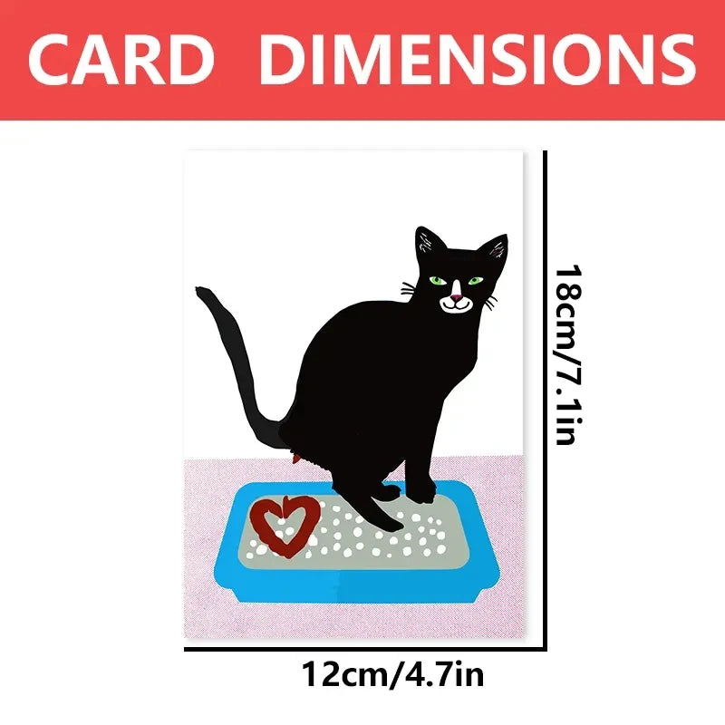 1pc Fun and Creative Valentine's Card With Black Cartoon Cat