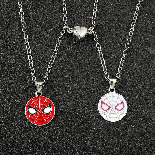 2pcs/set Marvel Superhero Spider-Man Necklace Valentine's Gift