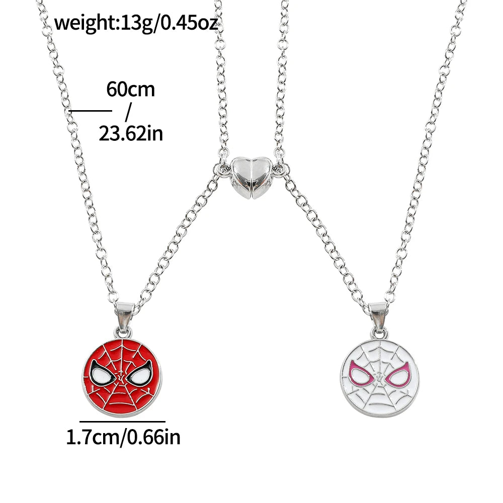 2pcs/set Marvel Superhero Spider-Man Necklace Valentine's Gift