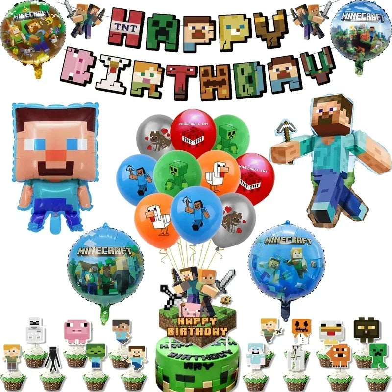 Minecraft Balloons Birthday Party Decoration